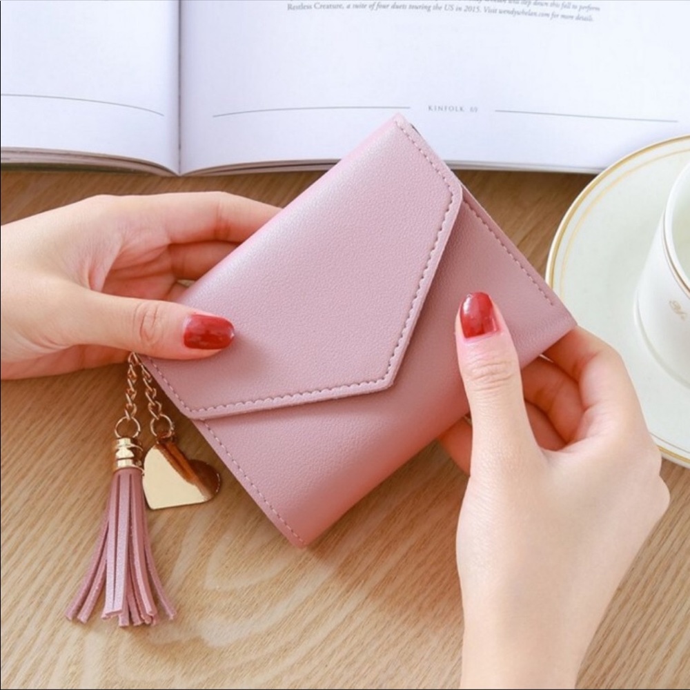 Pink Tassel Vegan Leather Travel Wallet